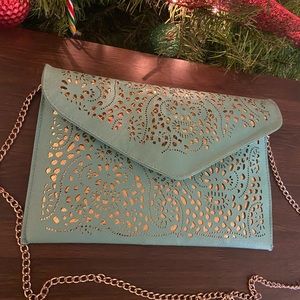Aqua& gold shoulder bag